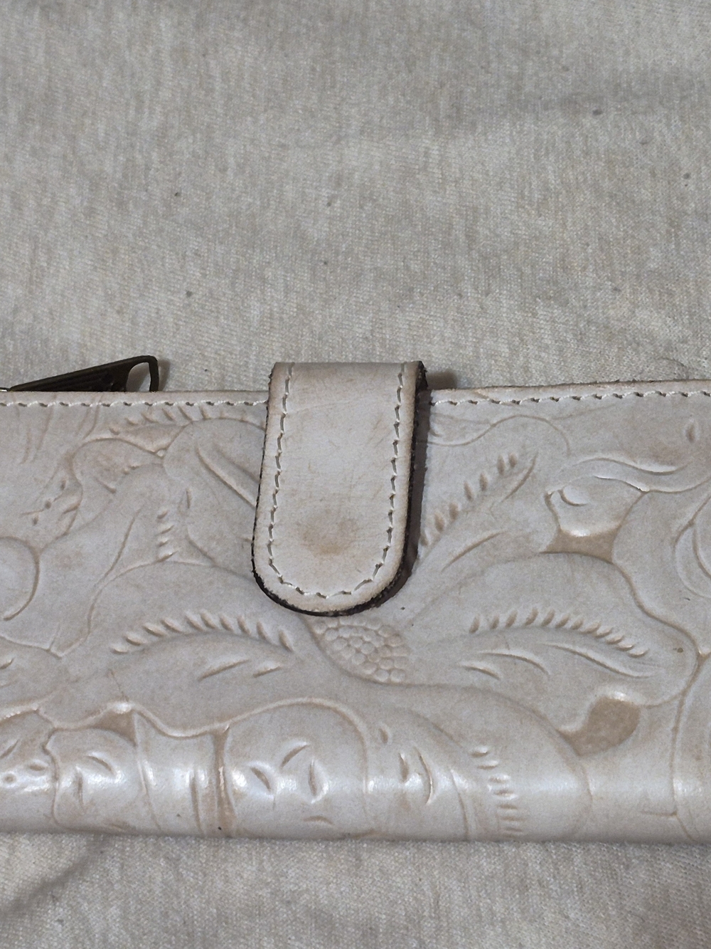 Patricia Nash Nazari Burnished Tooled Leather Bifold Wallet in the color Stone